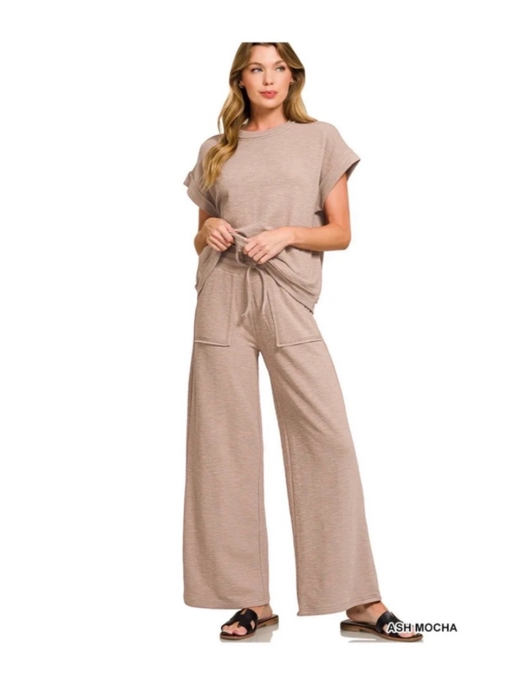 Zenana Soft Knit Lounge Set Size Medium - Picture 3 of 4